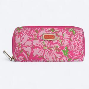 Lilly Pulitzer Pink & Green Zip Around Travel Wallet